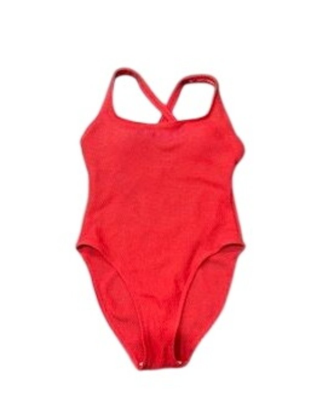 Cherokee 12 Red One-Piece Swimsuit Textured Mesh Cross-Back Retro 90s Minimalism